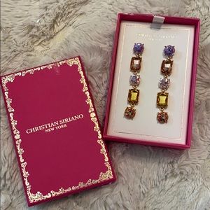Christian Siriano long jeweled earrings